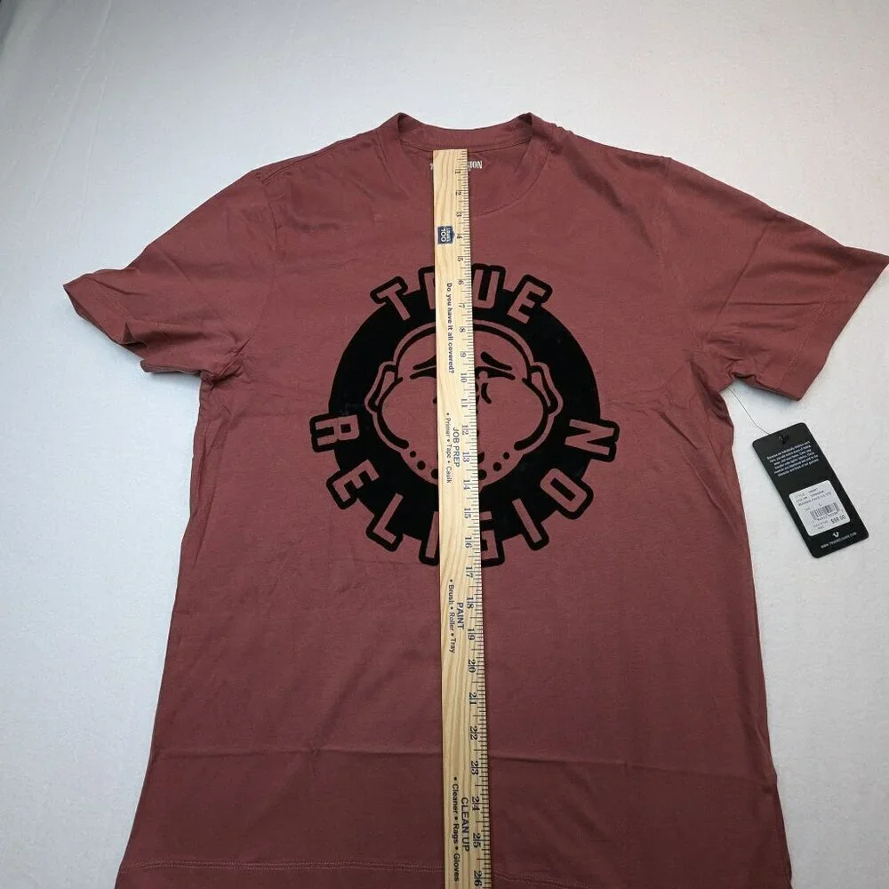 NWT True Religion Mens Sangria Cotton Buddha Face SS Tee Graphic T-Shirt $59